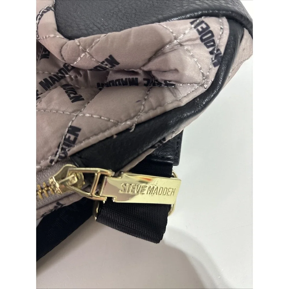 Steve Madden Quilted Tan & Black‎ Backpack Bag Multiple Pockets